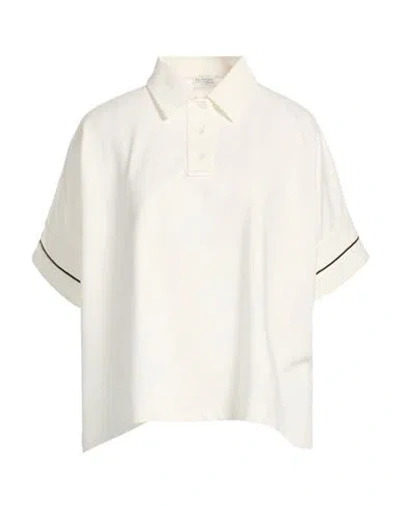 Brunello Cucinelli Woman Polo Shirt Off White Size Xl Cotton, Elastane