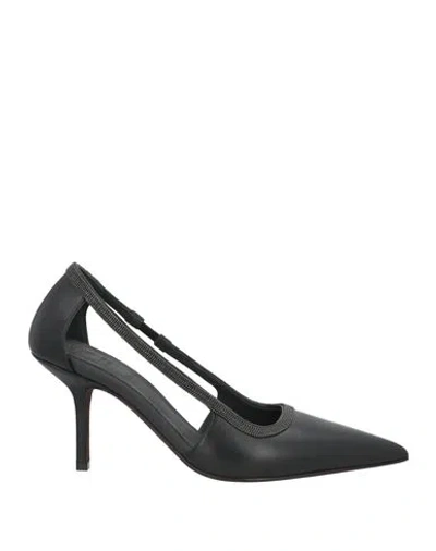 Brunello Cucinelli Woman Pumps Black Size 8 Leather