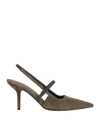 Brunello Cucinelli Monili-chain Slingback Pumps In Beige