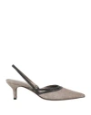 Brunello Cucinelli Woman Pumps Light Grey Size 7 Leather