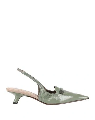 Brunello Cucinelli Woman Pumps Sage Green Size 7 Leather