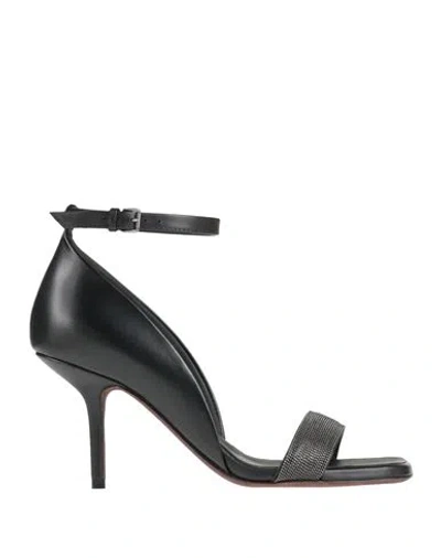 BRUNELLO CUCINELLI BRUNELLO CUCINELLI WOMAN SANDALS BLACK SIZE 8 LEATHER