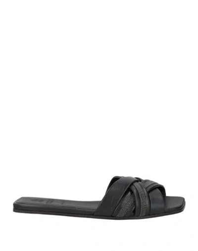 Brunello Cucinelli Woman Sandals Black Size 9 Leather In Black