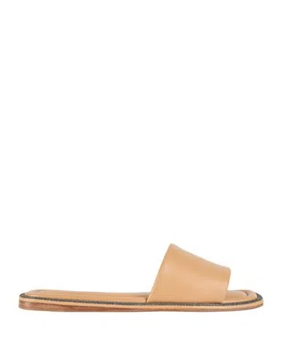 Brunello Cucinelli Woman Sandals Camel Size 9 Soft Leather In Beige