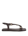 Brunello Cucinelli Woman Sandals Cocoa Size 11 Leather In Brown