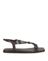 Brunello Cucinelli Woman Sandals Dark Brown Size 10 Leather In Brown