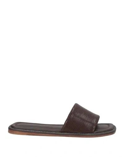 Brunello Cucinelli Woman Sandals Dark Brown Size 8 Leather