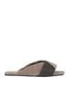 Brunello Cucinelli Monili-embellished Suede Sandals In Grey