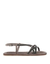 Brunello Cucinelli Woman Sandals Grey Size 6 Leather In Grey