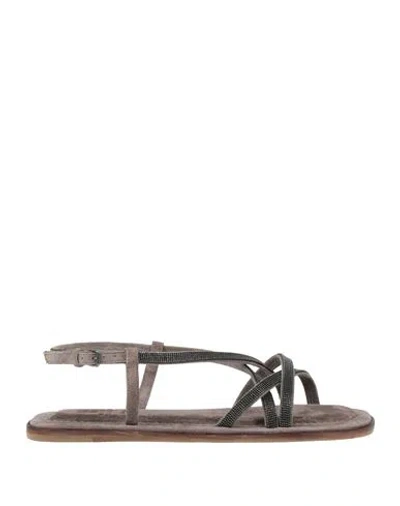 Brunello Cucinelli Woman Sandals Grey Size 6 Leather