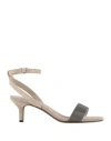 Brunello Cucinelli Suede Sandals With Precious Insert In Grey
