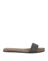 Brunello Cucinelli Beaded Suede Slides In Grey