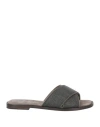 Brunello Cucinelli Woman Sandals Charcoal Size 7 Leather In Grey