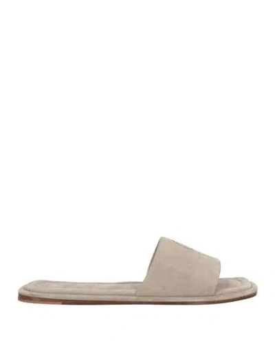 Brunello Cucinelli Woman Sandals Light Grey Size 7 Leather In Brown