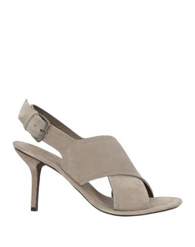 Brunello Cucinelli Woman Sandals Light Grey Size 7 Leather In Gray