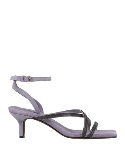 Brunello Cucinelli Woman Sandals Purple Size 7 Soft Leather