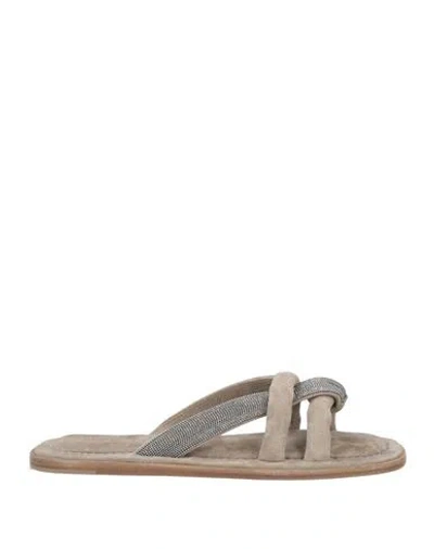 Brunello Cucinelli Woman Sandals Taupe Size 8 Soft Leather In Multi