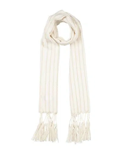 Brunello Cucinelli Woman Scarf Ivory Size - Wool, Linen, Viscose, Metallic Polyester In White