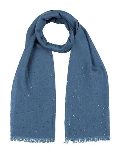 Brunello Cucinelli Woman Scarf Slate Blue Size - Cashmere, Silk In Blue