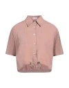 Brunello Cucinelli Woman Shirt Antique Rose Size L Cotton, Brass In Pink