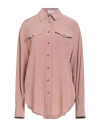 Brunello Cucinelli Woman Shirt Antique Rose Size M Silk In Pink