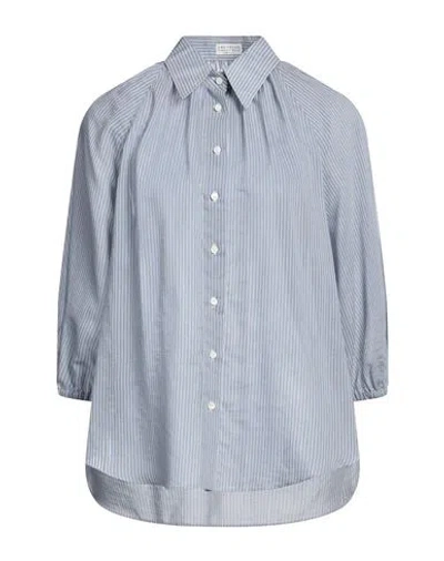 Brunello Cucinelli Woman Shirt Azure Size Xxl Cotton, Silk, Brass In Blue