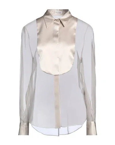 Brunello Cucinelli Woman Shirt Beige Size 3xl Silk, Elastane, Brass
