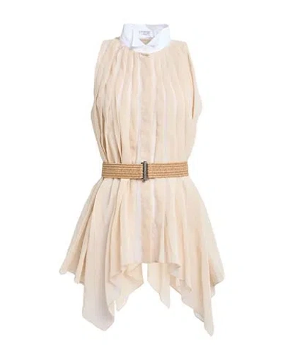 Brunello Cucinelli Woman Shirt Beige Size M Cotton, Ecobrass