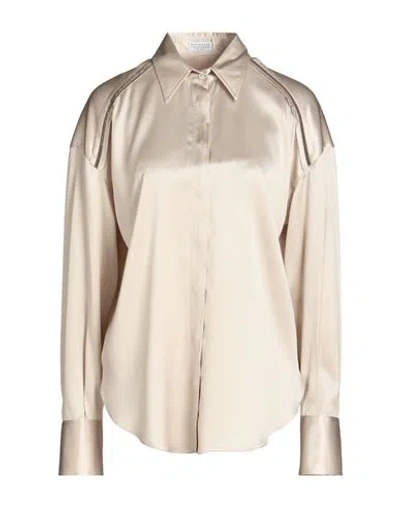 Brunello Cucinelli Woman Shirt Beige Size Xl Silk, Elastane