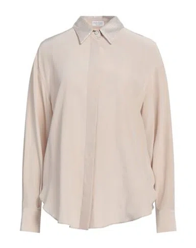 Brunello Cucinelli Woman Shirt Beige Size Xl Silk, Polyester, Linen, Cotton, Acetate