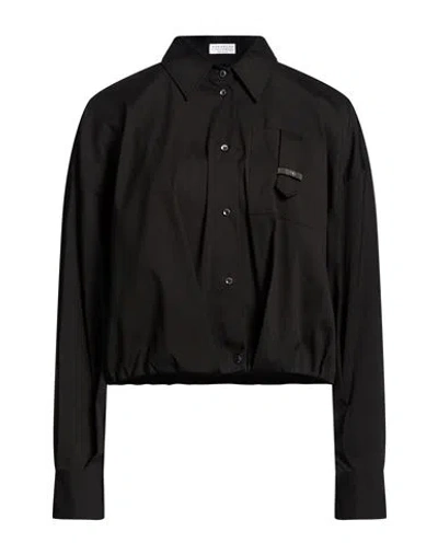 Brunello Cucinelli Woman Shirt Black Size M Cotton, Polyamide, Elastane
