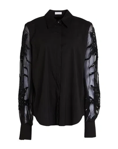 Brunello Cucinelli Woman Shirt Black Size M Cotton, Polyamide, Elastane, Polyester, Silk In Black