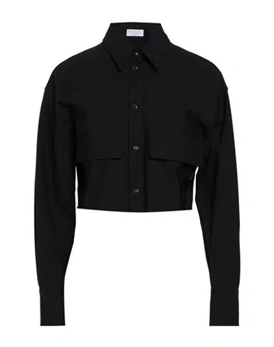 Brunello Cucinelli Woman Shirt Black Size M Virgin Wool, Elastane, Ecobrass