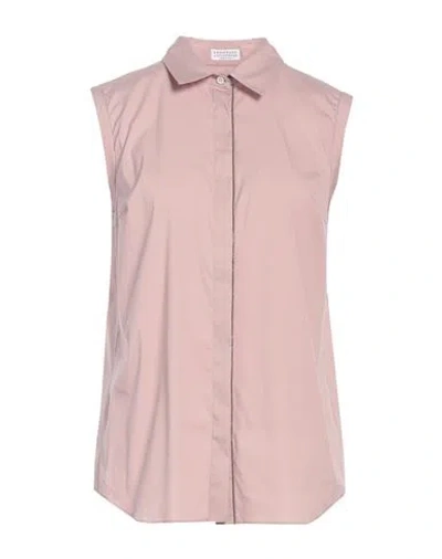 Brunello Cucinelli Woman Shirt Blush Size M Cotton, Polyamide, Elastane, Brass In Pink