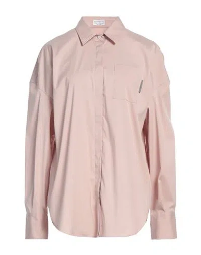 Brunello Cucinelli Woman Shirt Blush Size Xl Cotton, Polyamide, Elastane, Brass In Pink