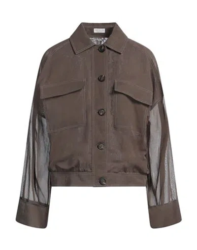 Brunello Cucinelli Woman Shirt Brown Size 8 Cotton, Brass
