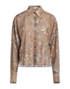 Brunello Cucinelli Woman Shirt Camel Size M Silk, Brass In Beige