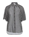 Brunello Cucinelli Woman Shirt Charcoal Size 3xl Cotton, Silk, Polyamide, Metallic Polyester, Brass In Grey