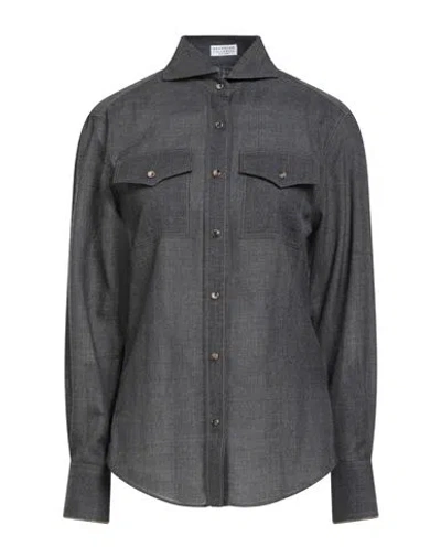 Brunello Cucinelli Woman Shirt Charcoal Size 3xl Virgin Wool In Gray