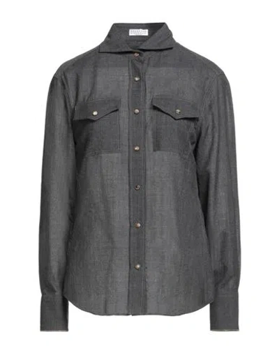 Brunello Cucinelli Woman Shirt Charcoal Size L Virgin Wool In Gray