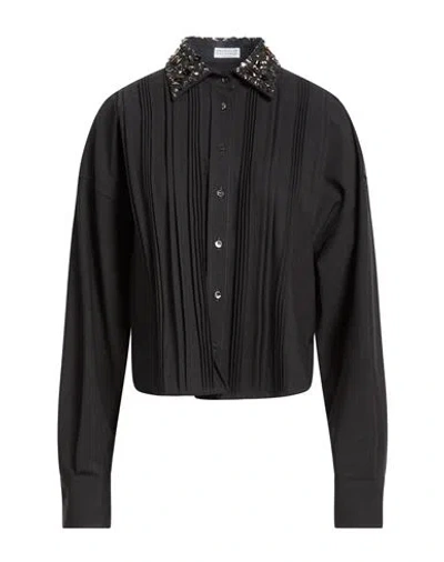 Brunello Cucinelli Woman Shirt Charcoal Size M Virgin Wool, Polyamide, Elastane In Black