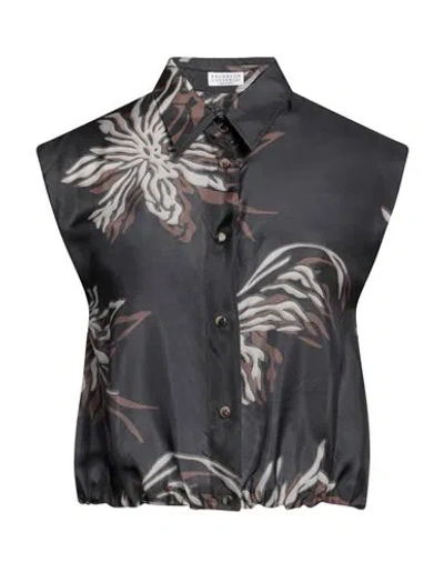 Brunello Cucinelli Woman Shirt Charcoal Size Xl Silk, Brass In Grey