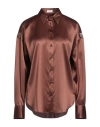 Brunello Cucinelli Woman Shirt Chocolate Brown Size Xl Silk, Elastane, Brass, Ecobrass