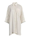 Brunello Cucinelli Woman Shirt Cream Size M Cotton, Silk, Ecobrass In White