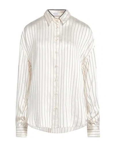 Brunello Cucinelli Vertical Striped Satin-finish Shirt In Multicolour