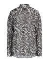 Brunello Cucinelli Woman Shirt Dark Brown Size L Silk, Brass