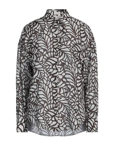 Brunello Cucinelli Woman Shirt Dark Brown Size L Silk, Brass