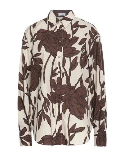Brunello Cucinelli Woman Shirt Dark Brown Size Xl Cotton, Ecobrass