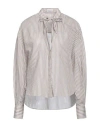 Brunello Cucinelli Woman Shirt Taupe Size Xs Cotton, Silk, Polyamide, Polyester, Ecobrass In Grey