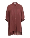 Brunello Cucinelli Woman Shirt Garnet Size L Cotton, Brass In Red